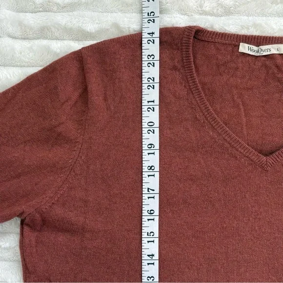 WoolOvers V Neck Long Sleeve Sweater Merino Wool and Cashmere Blend Size Large - Picture 7 of 8